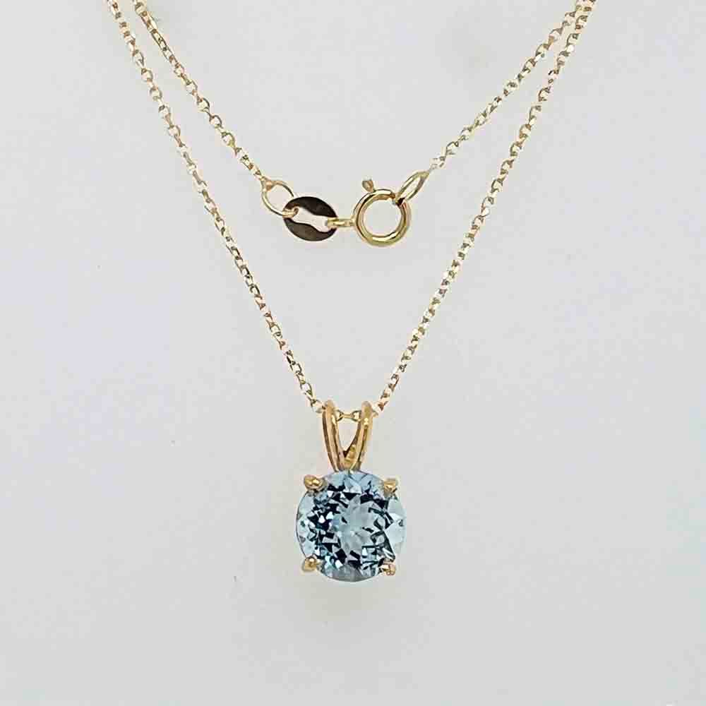 14KT YELLOW GOLD AQUAMARINE NECKLACE