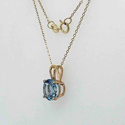 14KT YELLOW GOLD AQUAMARINE NECKLACE