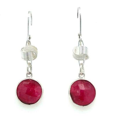 SILVER RUBY W/LINK WRAPPED RINGS EARRINGS SILVER RUBY W/LINK WRAPPED RINGS EARRINGS