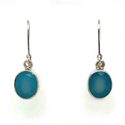 SILVER OVAL CHALCEDONY EARRINGS SILVER OVAL CHALCEDONY EARRINGS