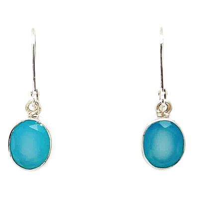 SILVER OVAL CHALCEDONY EARRINGS