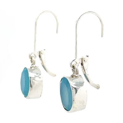 SILVER OVAL CHALCEDONY EARRINGS