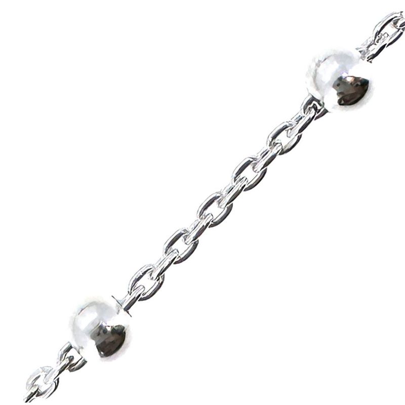 SILVER ROUND CHALCEDONY CHAIN DANGLE NECKLACE