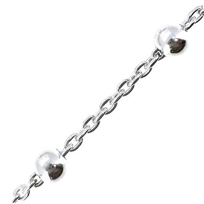 SILVER ROUND CHALCEDONY CHAIN DANGLE NECKLACE