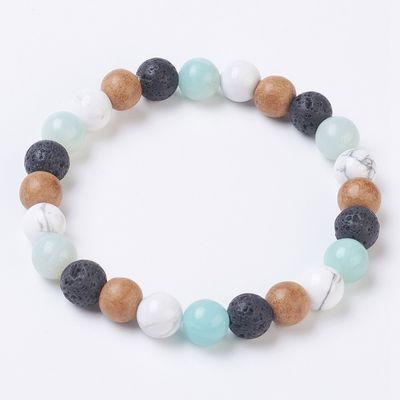 MIXED STONE 8MM BEADED STRETCH BRACELET