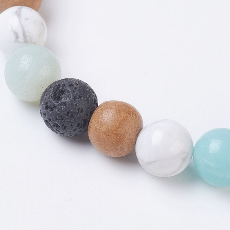 MIXED STONE 8MM BEADED STRETCH BRACELET