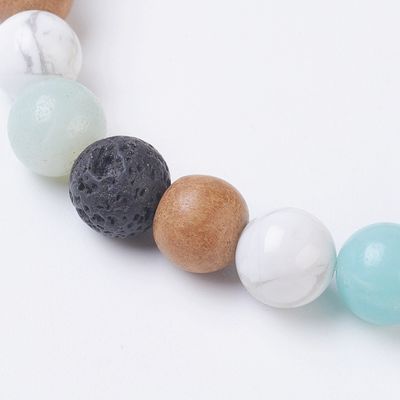 MIXED STONE 8MM BEADED STRETCH BRACELET