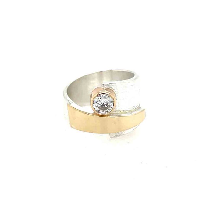 SILVER/14KT ROUND DIAMOND WRAP RING - SIZE 8 SILVER/14KT ROUND DIAMOND WRAP RING - SIZE 8