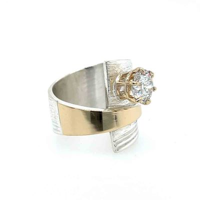 SILVER/14KT DIAMOND WRAP RING - SIZE 9