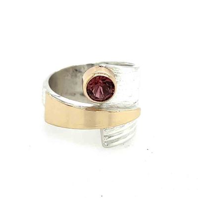 SILVER/14KT TOURMALINE WRAP RING - SIZE6.5