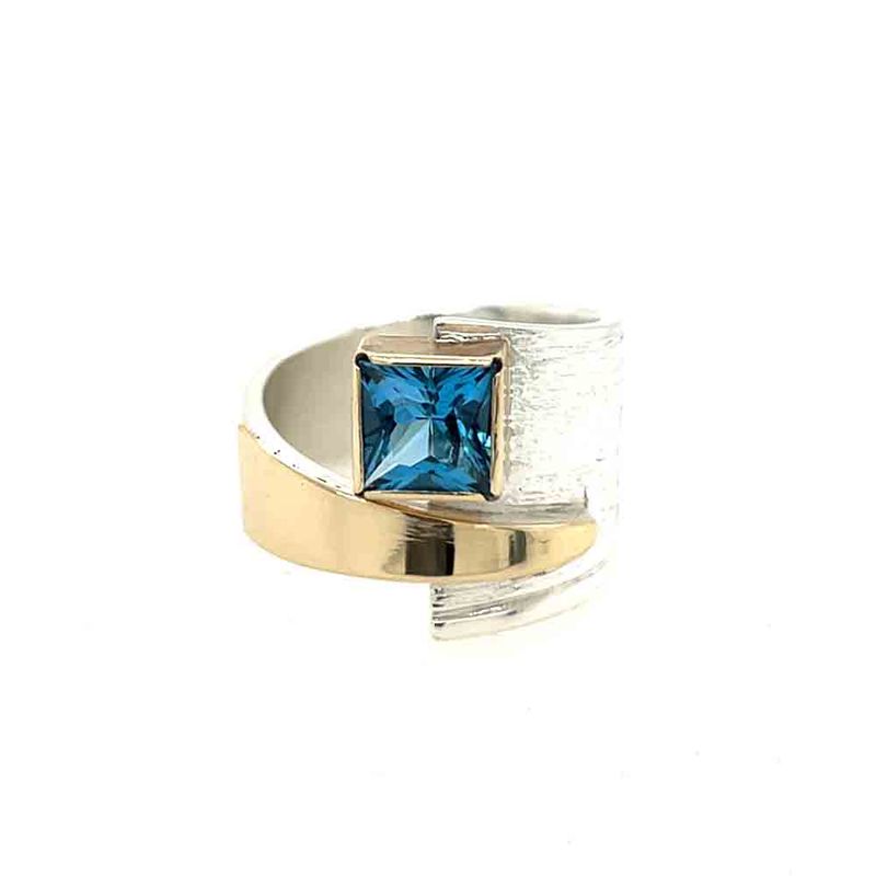 SILVER/14KT TOPAZ WRAP RING - SIZE 8.75