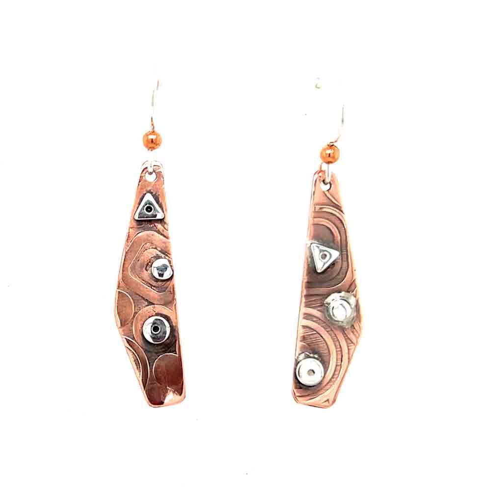 MIXED METALS MISMATCHED ROLLED EARRINGS
