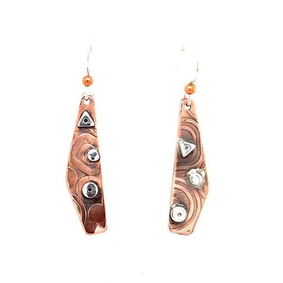 MIXED METALS MISMATCHED ROLLED EARRINGS