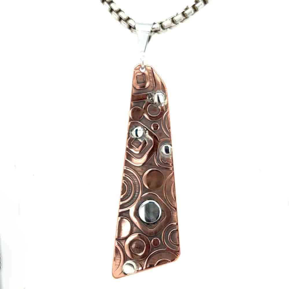 MIXED METALS ROLLED &amp; DISC PENDANT