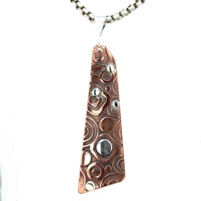 MIXED METALS ROLLED &amp; DISC PENDANT
