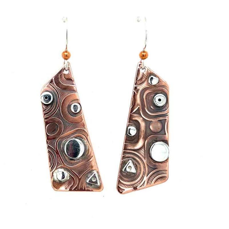 MIXED METALS MISMATCHED ROLLED EARRINGS