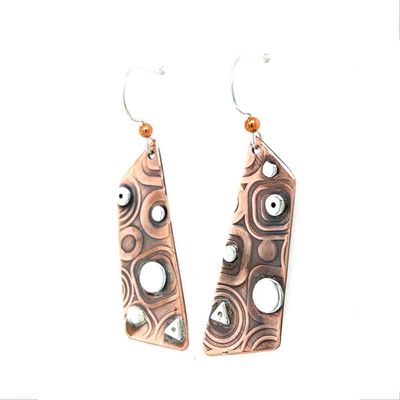 MIXED METALS MISMATCHED ROLLED EARRINGS