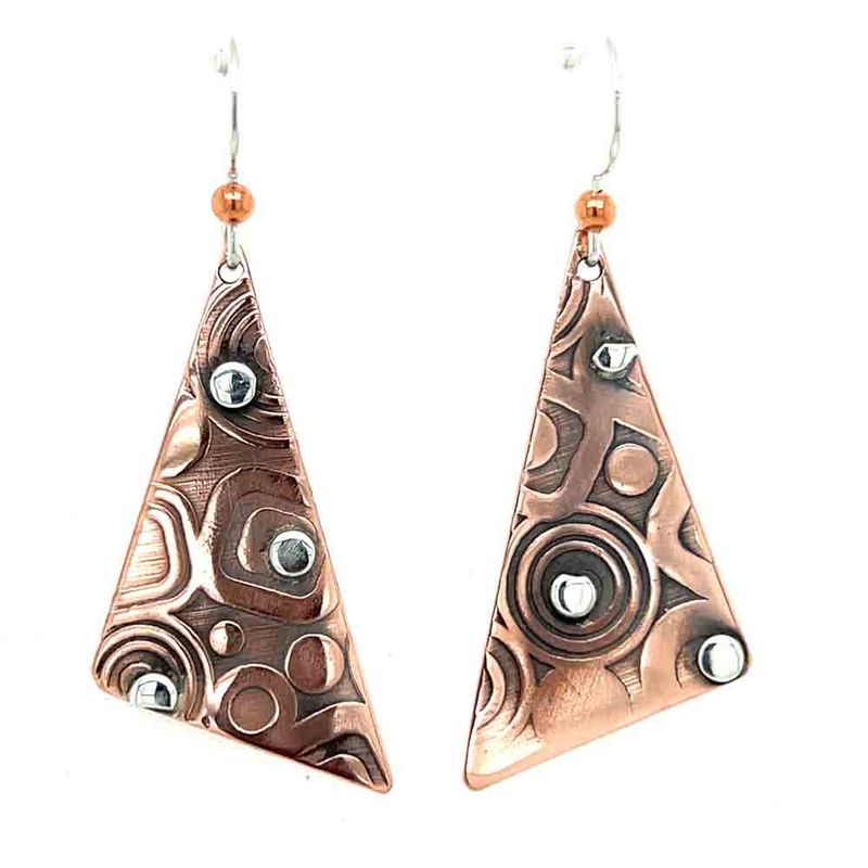 MIXED METALS MISMATCHED ROLLED TRI EARRINGS