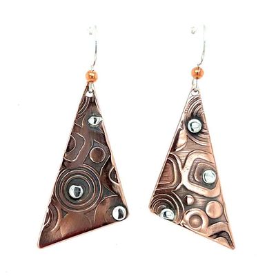 MIXED METALS MISMATCHED ROLLED TRI EARRINGS