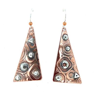 MIXED METALS MISMATCHED ROLLED EARRINGS