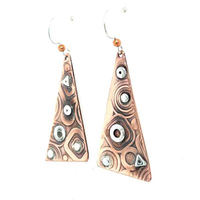MIXED METALS MISMATCHED ROLLED EARRINGS