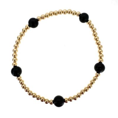 GOLD FILLED & ONYX BEADED BRACELET GOLD FILLED & ONYX BEADED BRACELET