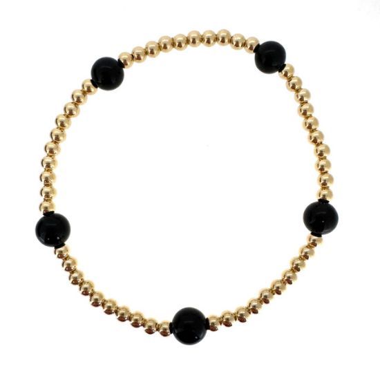 GOLD FILLED &amp; ONYX BEADED BRACELET