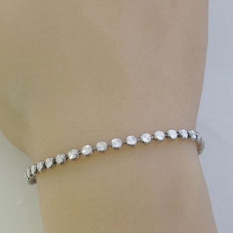 SILVER DIAMOND STAR STAMPED BEAD BRACELET