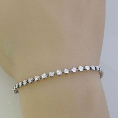 SILVER DIAMOND STAR STAMPED BEAD BRACELET