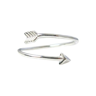 SILVER CROSS OVER ARROW CUFF RING