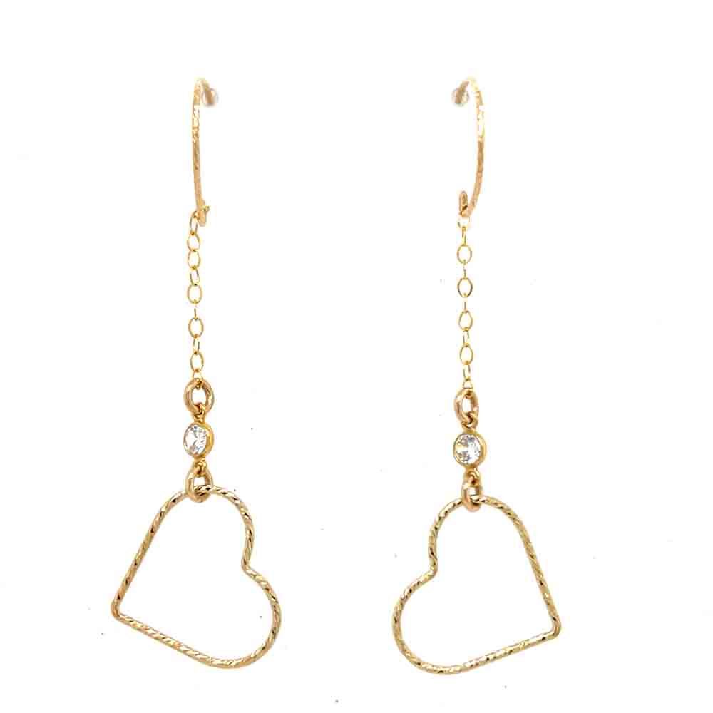 GOLD FILLED OPEN HEART &amp; CZ EARRINGS