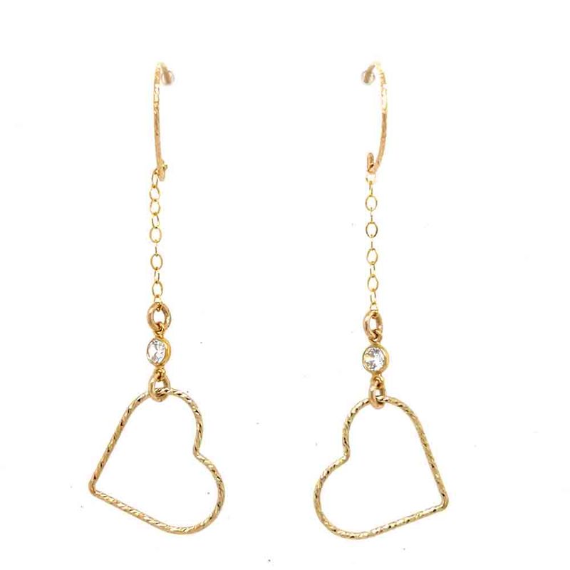 GOLD FILLED OPEN HEART & CZ EARRINGS GOLD FILLED OPEN HEART & CZ EARRINGS