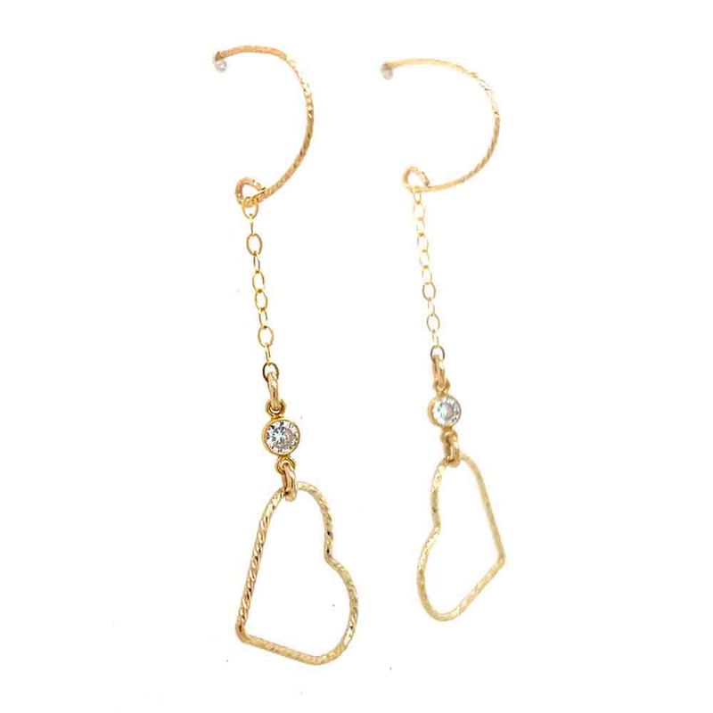 GOLD FILLED OPEN HEART &amp; CZ EARRINGS