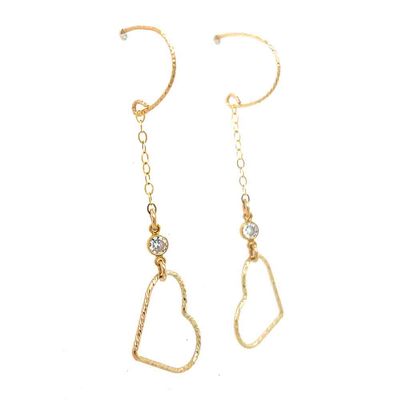 GOLD FILLED OPEN HEART & CZ EARRINGS