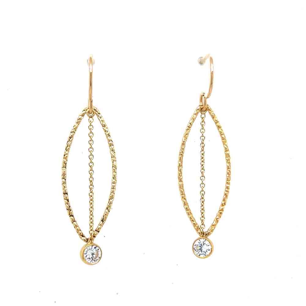 GOLD FILLED MARQUISE SHAPE &amp; CZ CHAIN EARRINGS