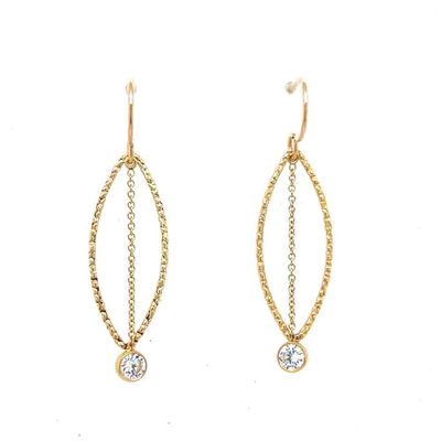 GOLD FILLED MARQUISE SHAPE &amp; CZ CHAIN EARRINGS