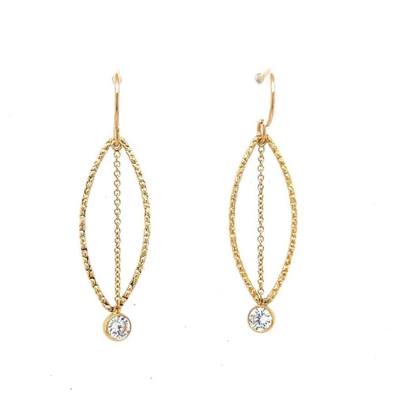 GOLD FILLED MARQUISE SHAPE & CZ CHAIN EARRINGS GOLD FILLED MARQUISE SHAPE & CZ CHAIN EARRINGS