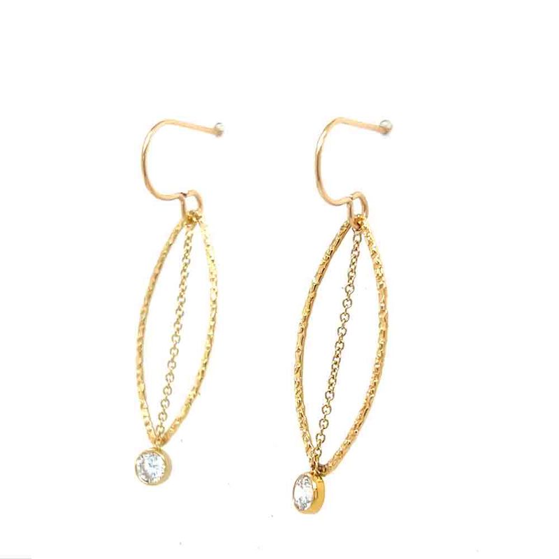 GOLD FILLED MARQUISE SHAPE &amp; CZ CHAIN EARRINGS