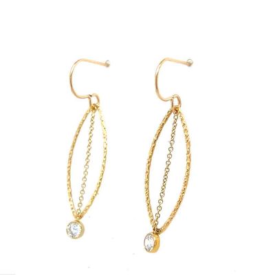 GOLD FILLED MARQUISE SHAPE &amp; CZ CHAIN EARRINGS
