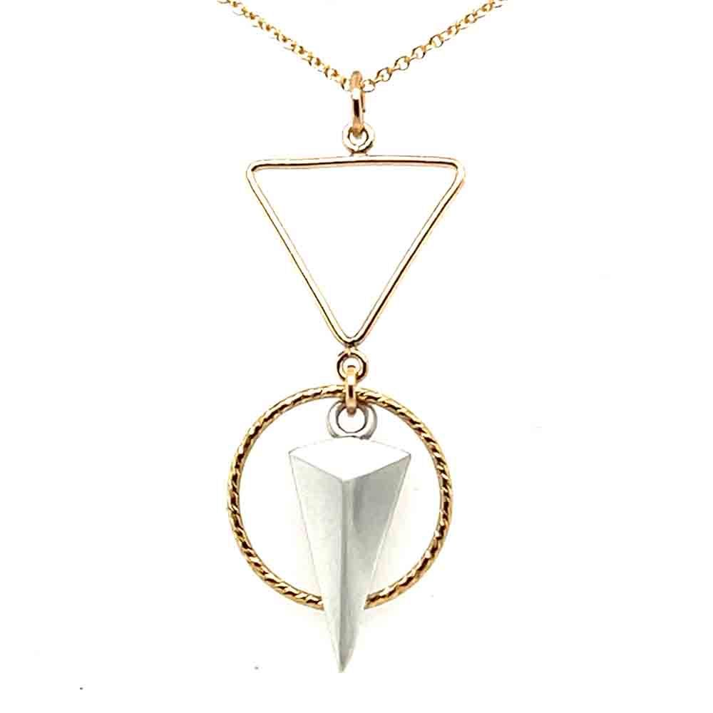 MIXED METALS SHAPES &amp; TEXTURES NECKLACE