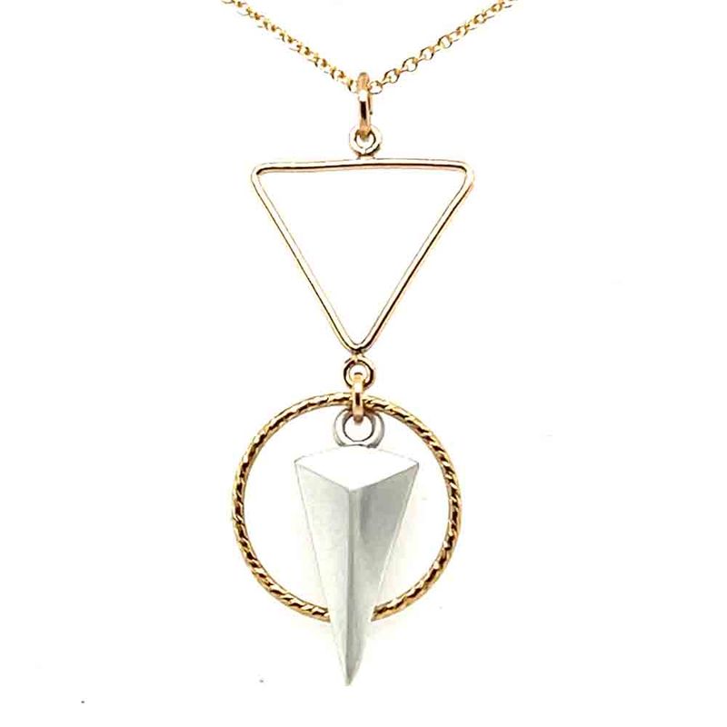 MIXED METALS SHAPES & TEXTURES NECKLACE MIXED METALS SHAPES & TEXTURES NECKLACE