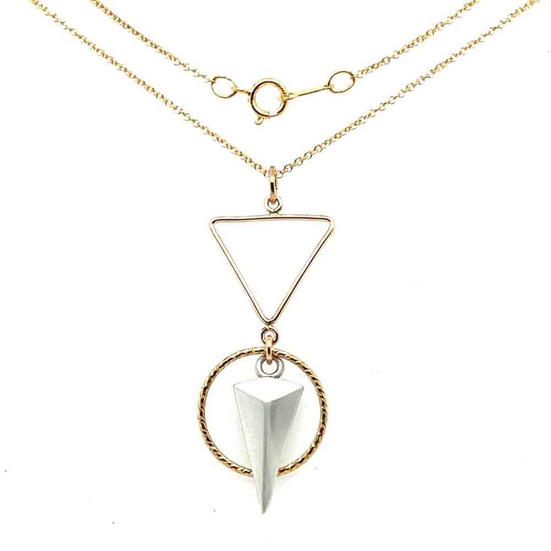 MIXED METALS SHAPES &amp; TEXTURES NECKLACE