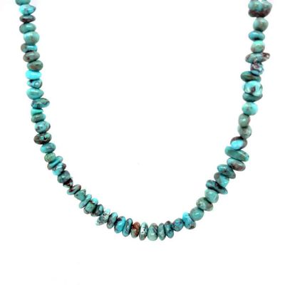SILVER TURQUOISE BEADED NECKLACE - NAVAJO - CORRANE SMITH