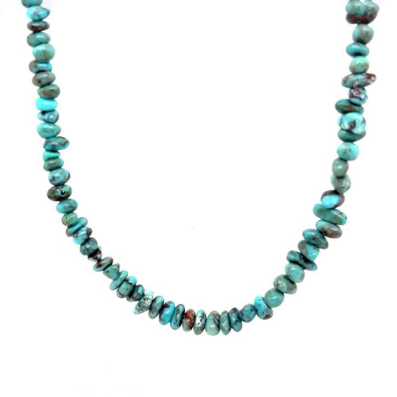 SILVER TURQUOISE BEADED NECKLACE - NAVAJO - CORRANE SMITH