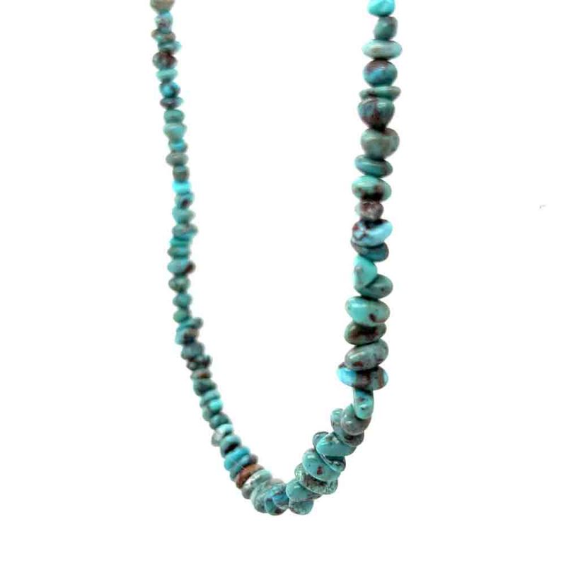 SILVER TURQUOISE BEADED NECKLACE - NAVAJO - CORRANE SMITH