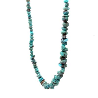 SILVER TURQUOISE BEADED NECKLACE - NAVAJO - CORRANE SMITH