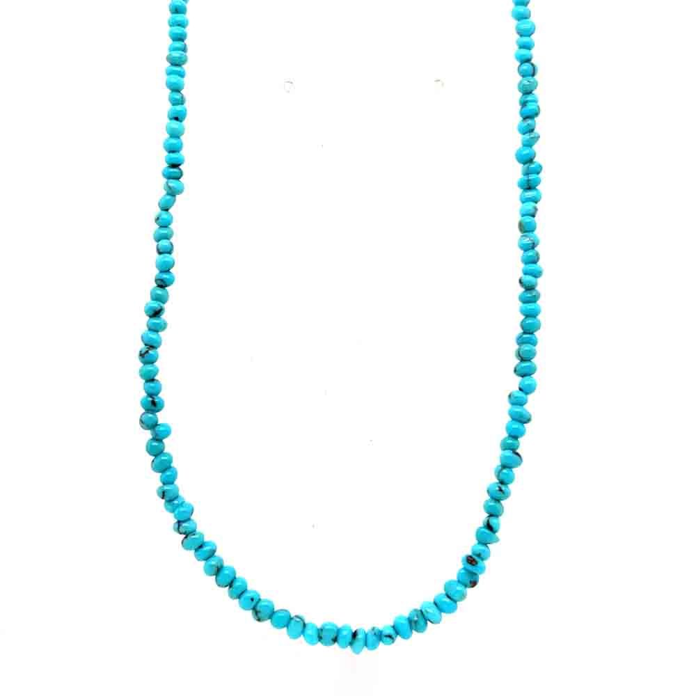 SILVER TURQUOISE BEADED NECKLACE - NAVAJO - CORRANE SMITH