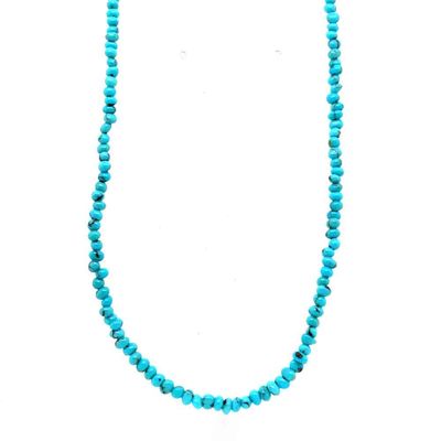 SILVER TURQUOISE BEADED NECKLACE - NAVAJO - CORRANE SMITH