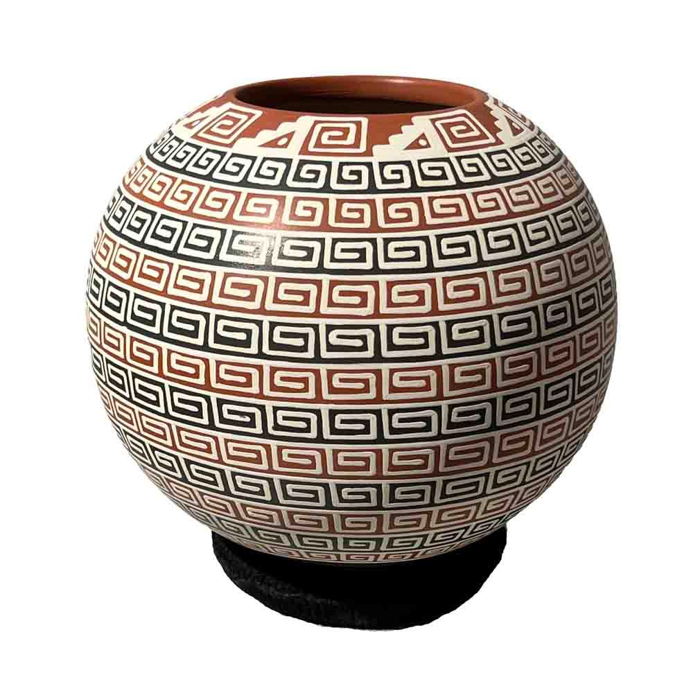 MATA ORTIZ RED &amp; BLACK GEO BOWL 4.25 x 6