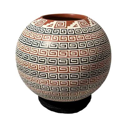 MATA ORTIZ RED &amp; BLACK GEO BOWL 4.25 x 6